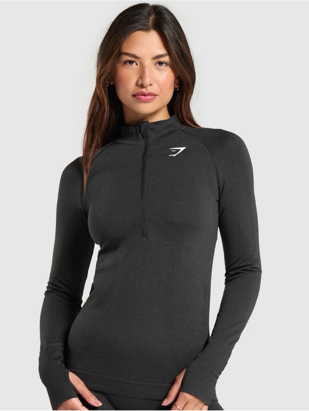Gymshark Black Long-Sleeve Half-Zip Active Top